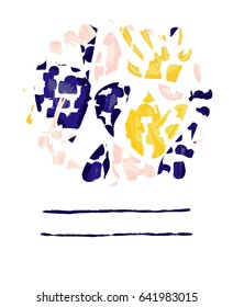 Hand drawn card in tropical style. Pink, blue, yellow and white.Birthday, anniversary, Valentin’s day, party invitations, wedding, covers.