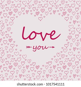 Hand drawn card for Valentine's Day. Vector.