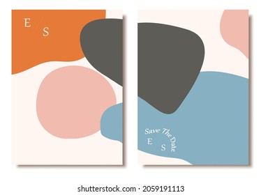 Hand drawn cards with abstract shape. Invitation design background or decorative greeting card.