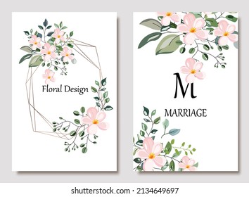 Hand drawn cards with flowers,leaves.Wedding concept. Flower poster.Vector decorative greeting card or invitation background design.