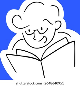 Caricatura Desenhada À Mão De Um Personagem Masculino Lendo Uma Ilustração Vetorial De Livro