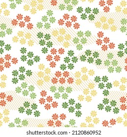 Hand drawn carnation flowers in pastel colors on white background. Seamless botanical pattern with garden and wild flowers. Vector illustration. Floral background.