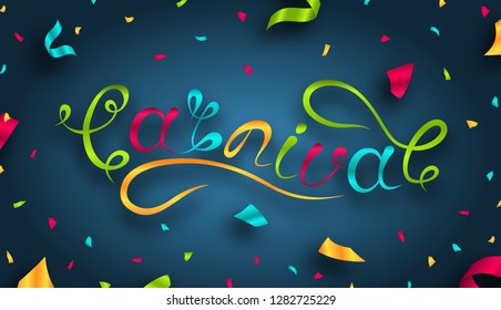 Hand Drawn Carnival Lettering. Festive Party Poster - Illustration Vector