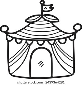 Hand Drawn Carnival tent in flat style isolated on background