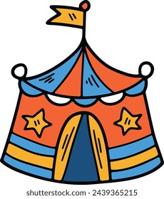 Hand Drawn Carnival tent in flat style isolated on background