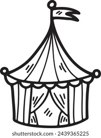 Hand Drawn Carnival tent in flat style isolated on background