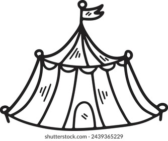 Hand Drawn Carnival tent in flat style isolated on background