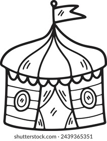 Hand Drawn Carnival tent in flat style isolated on background