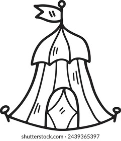 Hand Drawn Carnival tent in flat style isolated on background