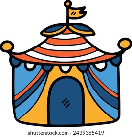 Hand Drawn Carnival tent in flat style isolated on background
