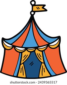Hand Drawn Carnival tent in flat style isolated on background