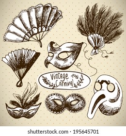 Hand Drawn Carnival Vector Design Elements in Vintage style