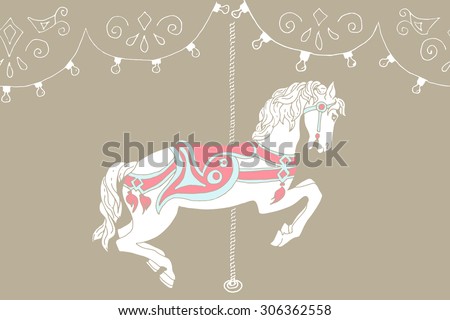 Hand drawn carousel horse. Vector illustration