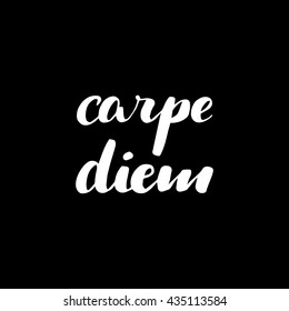 Hand drawn Carpe Diem sign. Seize the day in English. 
