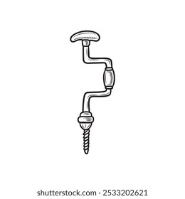 Hand Drawn Carpentry Tools Colorless - Drill