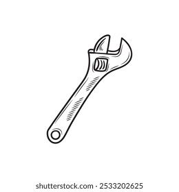 Hand Drawn Carpentry Tools Colorless - Wrench
