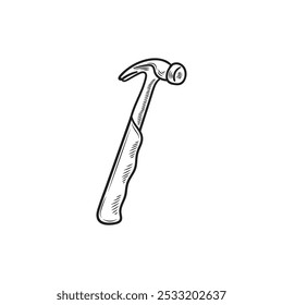 Hand Drawn Carpentry Tools Colorless - Hammer