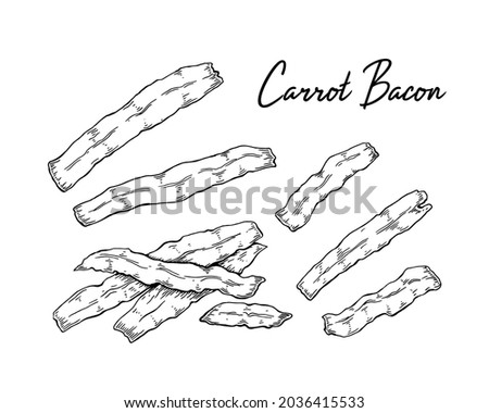 Hand drawn carrot bacon. Vector illustration in sketch style