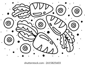 Hand drawn Carrot for design background. Cute design, simple, pattern, fabric, doodle, food, vegetable, diet