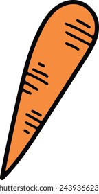 Hand Drawn carrot in flat style isolated on background