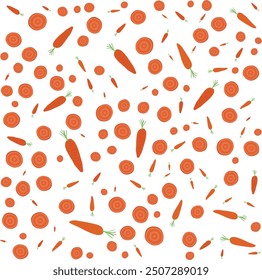Hand drawn Carrot pattern background vector design, flat illustration.