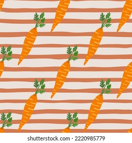 Hand drawn carrot seamless pattern. Doodle carrots wallpaper. Vegetarian healthy food backdrop. Design for fabric, textile print, wrapping paper. Vector illustration