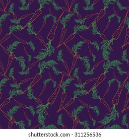 Hand drawn carrot, seamless pattern
