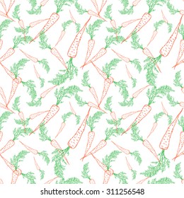 Hand drawn carrot, seamless pattern