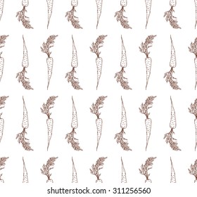 Hand drawn carrot, seamless pattern