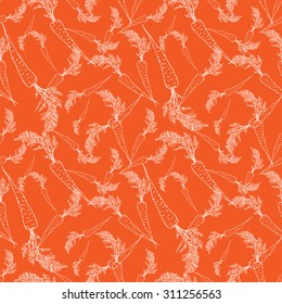 Hand drawn carrot, seamless pattern