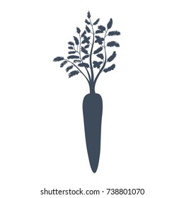 hand Drawn Carrot Silhouette on White Background. Vector illustration