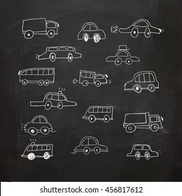 Hand Drawn cars on a chalkboard