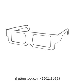 Hand drawn cartoon 3d glasses Isolated on White