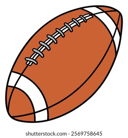 Hand drawn cartoon american football or rugby ball isolated on white background. Vector illustration.