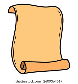 Hand drawn cartoon ancient parchment isolated on white background. Vector illustration.