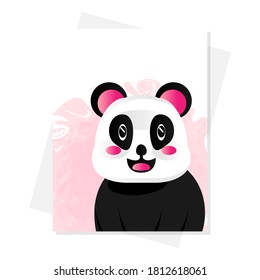 Hand drawn cartoon animal panda for greeting card and invitation birthday