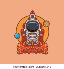 Hand drawn cartoon astronaut illustration

