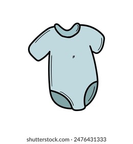 Hand drawn cartoon baby pajamas isolated on white background. Vector illustration.