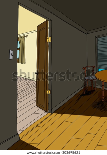 Hand Drawn Cartoon Background Apartment Interior Stock Vector (Royalty