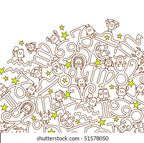hand drawn cartoon  background - Zodiac signs