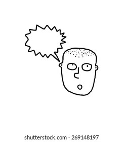 hand drawn cartoon bald man