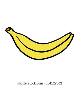 Hand drawn cartoon banana isolated on white background. Cartoon fruit. Vector illustration. 