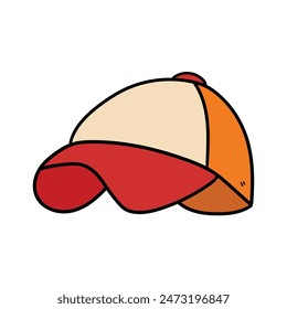 Gorra de béisbol dibujada a mano aislada sobre fondo blanco. Ilustración vectorial.