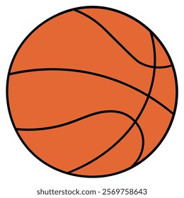 Hand drawn cartoon basketball ball isolated on white background. Vector illustration.