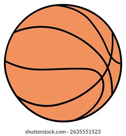 Hand drawn cartoon basketball ball isolated on white background. Vector illustration.