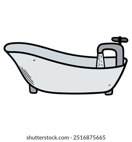 Banho desenhado à mão isolado no fundo branco. Ilustração vetorial.