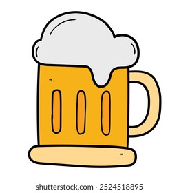 Hand drawn cartoon beer glass isolated on a white background. Vector illustration.