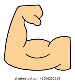 Hand drawn cartoon bicep isolated on white background. Vector illustration.