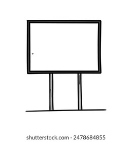 Hand drawn cartoon billboard with blank advertising copy space isolated on white background. Vector illustration.