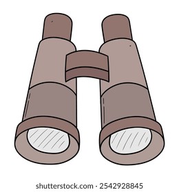 Hand drawn cartoon binoculars isolated on a white background. Vector illustration.